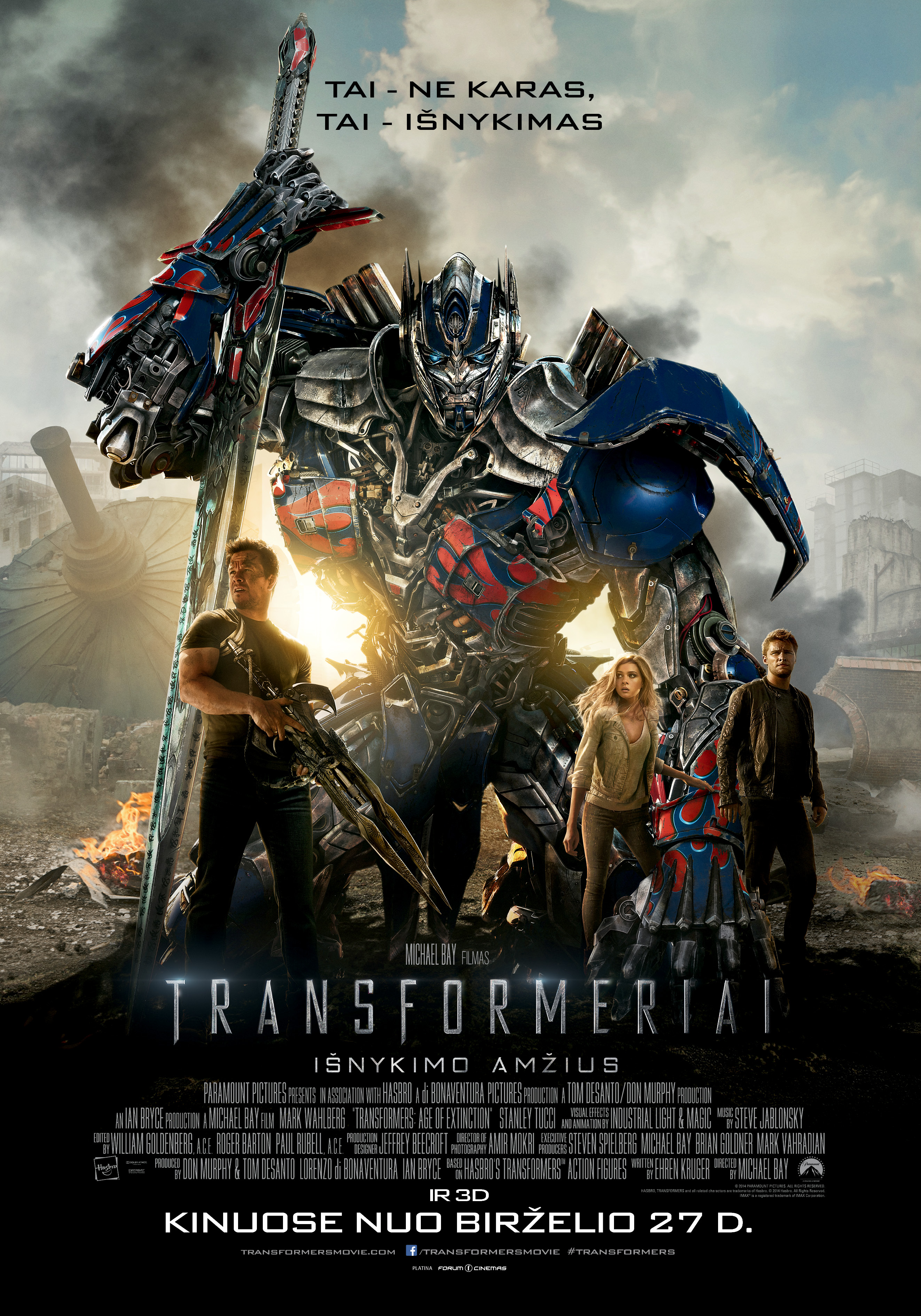 Filmo "Transformeriai: išnykimo amžius" plakatas