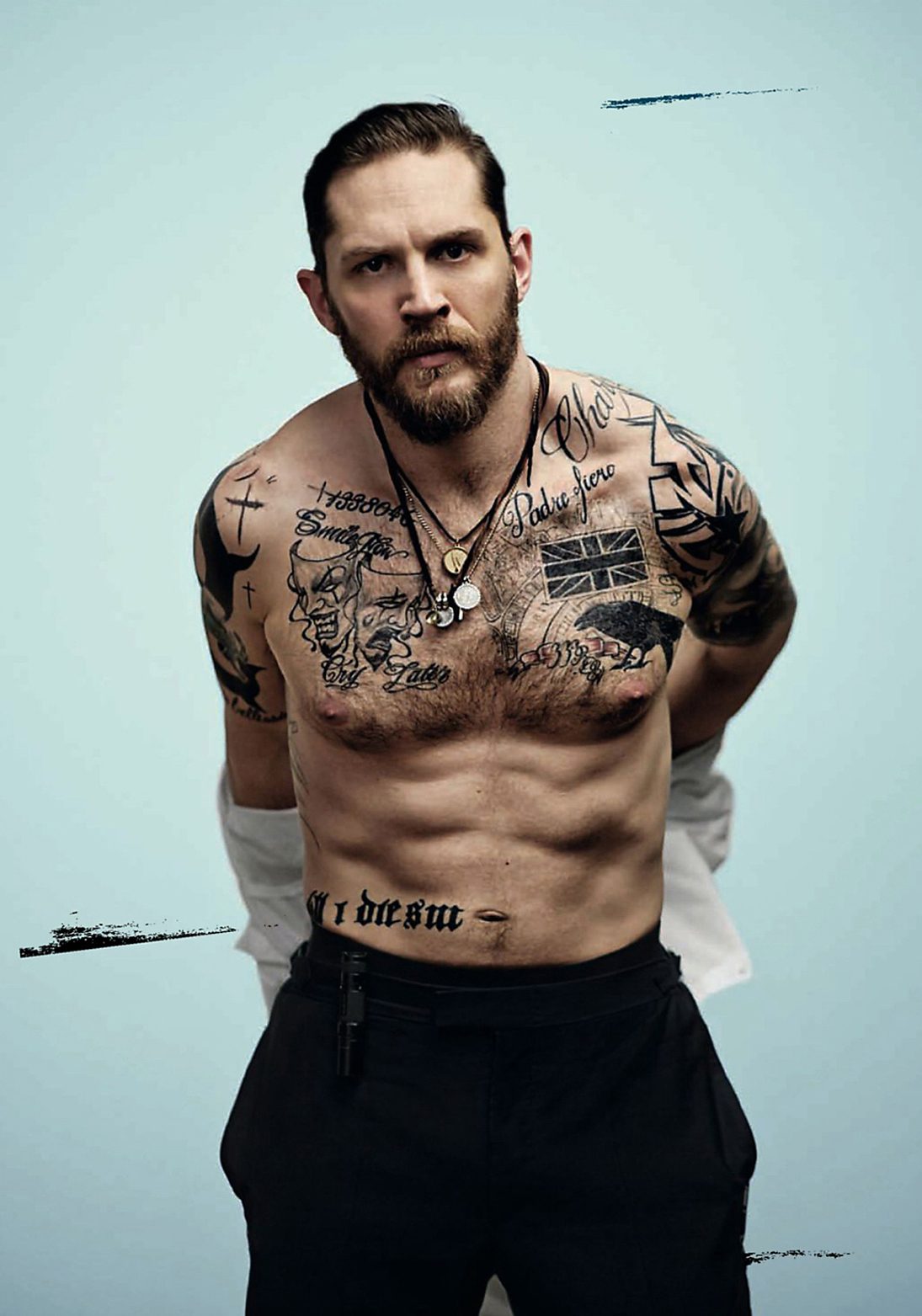 Aktoriaus Tomo Hardy kūną puošia daugybė tatuiruočių